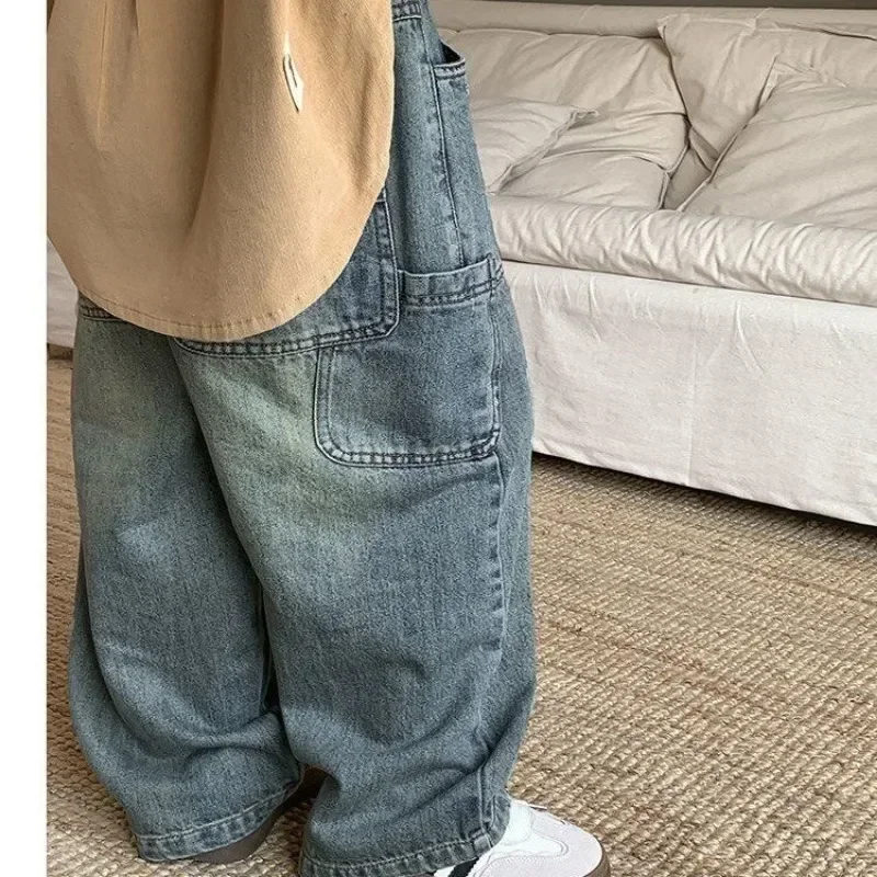 New Children's Denim Pants 2025 Spring Summer New Girls' Wide-leg Pants 2-7Year Boy's Jeans Casual Big Pocket Trousers for Kids image 5