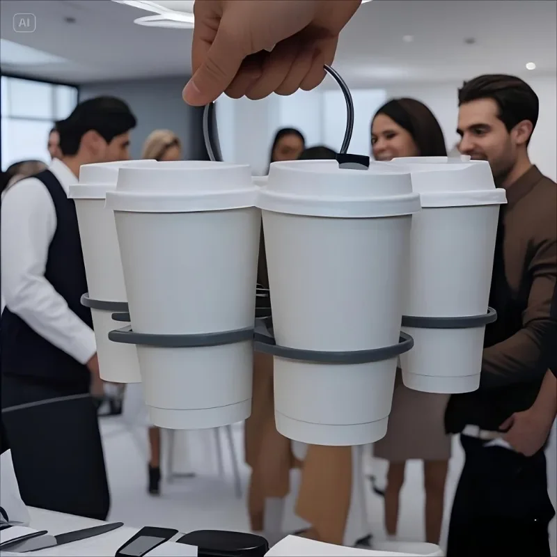 6 Cups New Product Party Portable Folding Cup Holder Rotating Six Cup Coffee Cup Holder KTV Handheld Cocktail Wine Holder