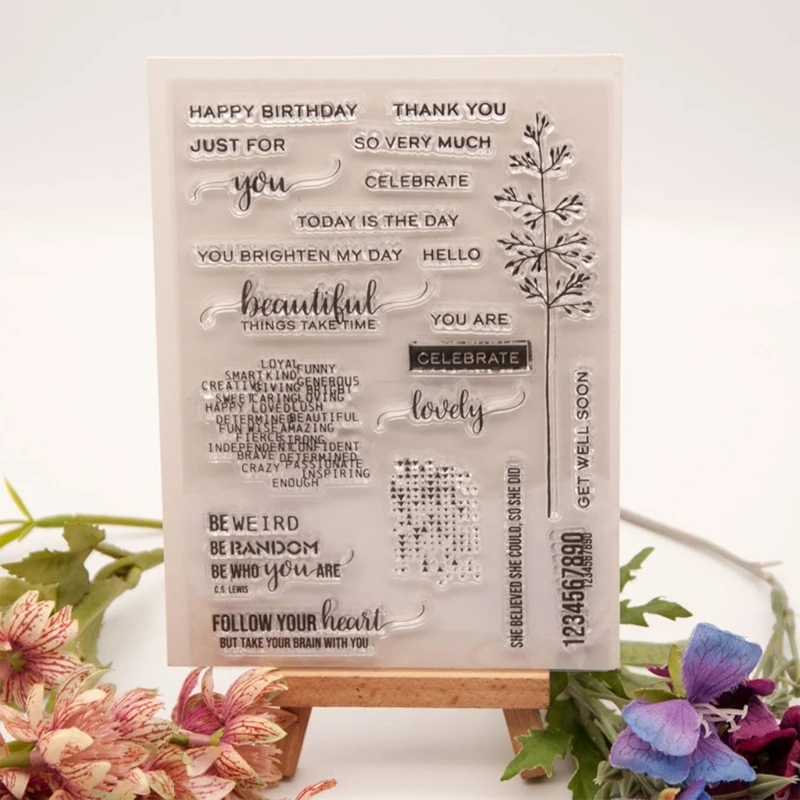 Blessing Words Clear Stamp for Card Making Scrapbooking Album Photo Decorations Transparent Stamp Seal Silicone Stamp