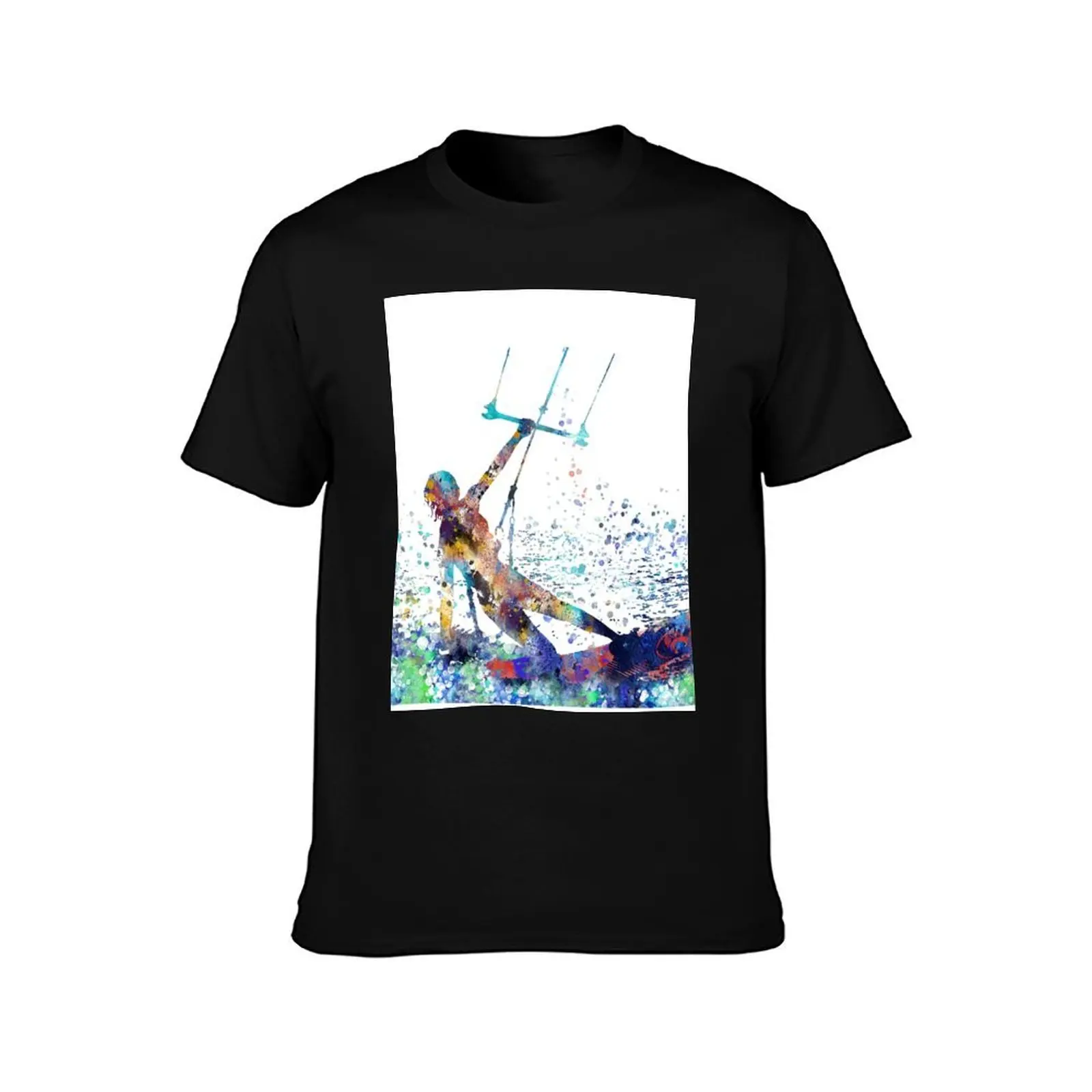 Kitesurfing, watercolor kiteboarding, kiteboarding T-Shirt Simple Trendy Casual T-Shirt