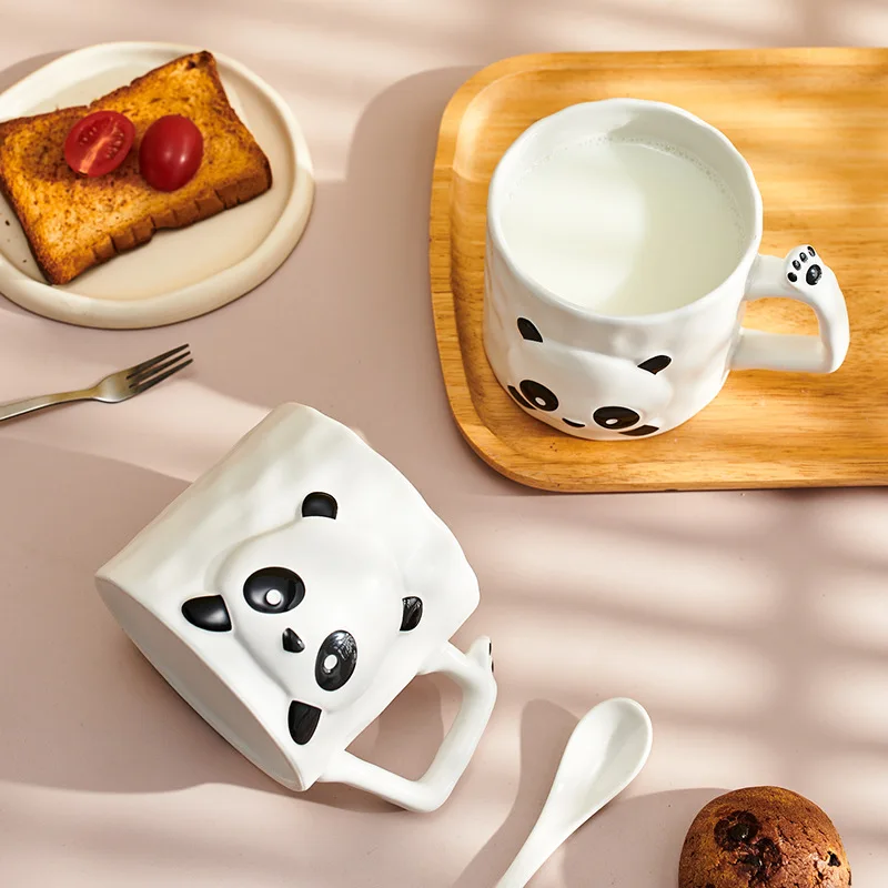 Adorable Cartoon Panda Mug - Ceramic Cup for Students, Perfect Birthday Present for Friends, Nice - looking Breakfast Milk Mug