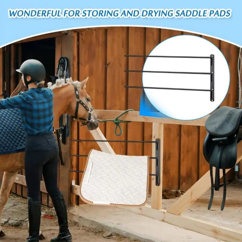 

Saddle Pad Rack Horse Tack Storage 180 Degree Swing out Swinging Blanket Rack Saddle Pad Attachment Well-Spaced Saddle supplies