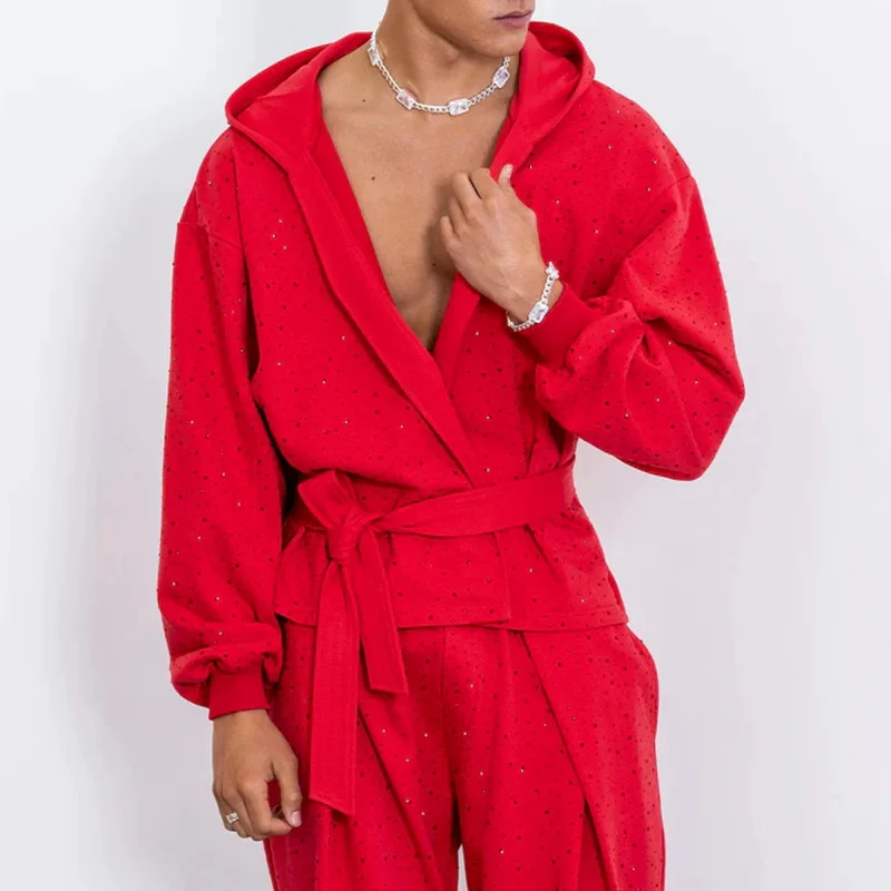 

Осенне-зимняя новая мужская модная повседневная свободная куртка с капюшоном и ремешком, мужская одежда