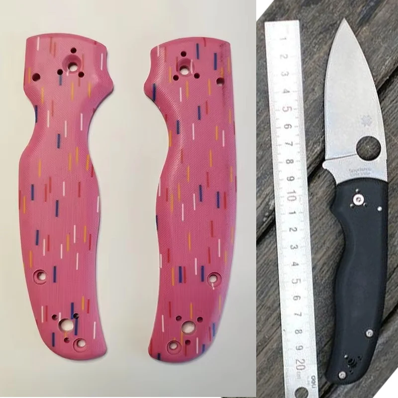3 Colors CNC Pink Doughnut Style Knife G10 Handle Scales For Genuine Spyderco C229 Knives DIY Make Accessories Part Patch