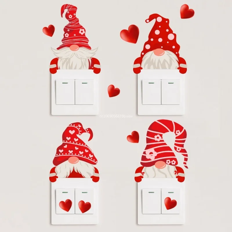 Valentine Decorations Wall Stickers Gnome Love Switches Sticker Home Gymnastics Stickers Photography Kids מדבקת קיר موخرة للجنس