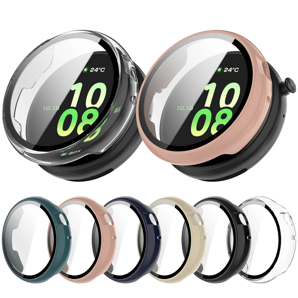 BEHUA Tempered Glass Film Case For Honor Watch Fit SmartWatch Around Screen Protector Hard PC Bumper For Huawei Honor Fit Cover