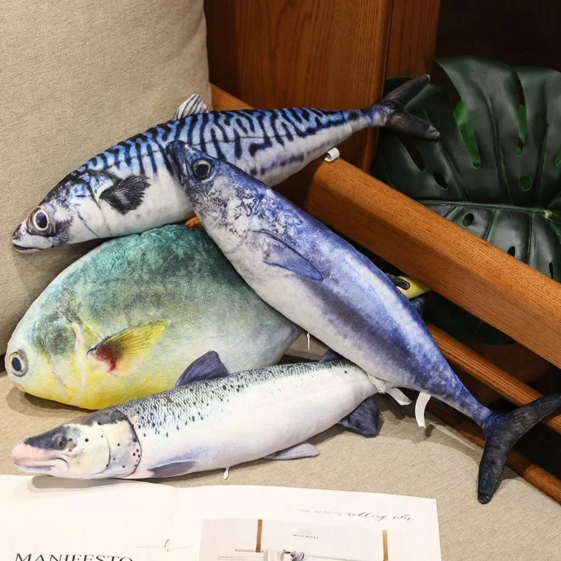 3D Simulation Fish Plush Toys Stuffed Tuna Salmon Autumn Saury Grouper Plush Pillow Creative Sofa Pillow Cushion Gift Kids Toy