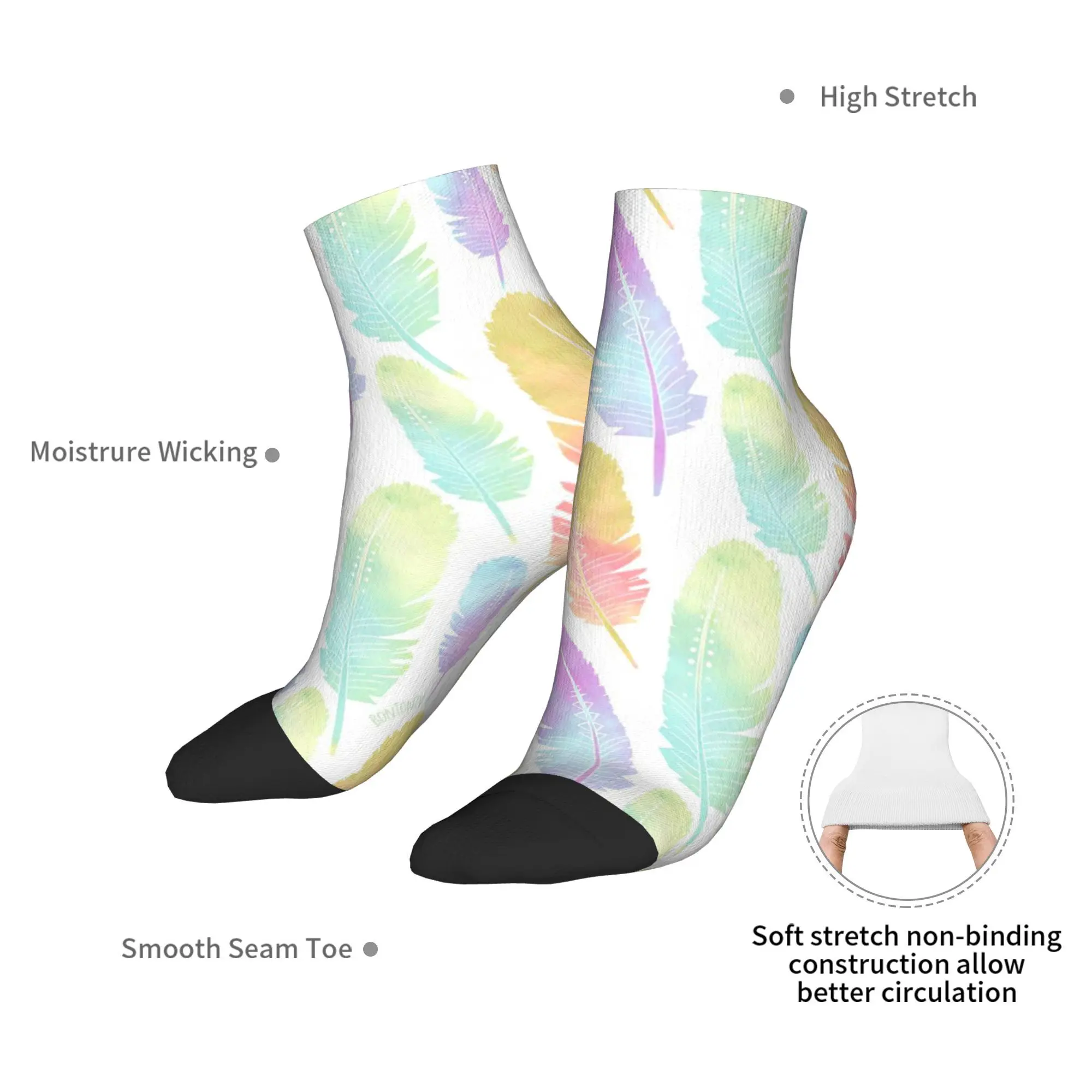 جوارب ريشة ملونة Harajuku جوارب ماصة للعرق جميع المواسم إكسسوارات الجوارب لهدايا عيد الميلاد للرجال والنساء