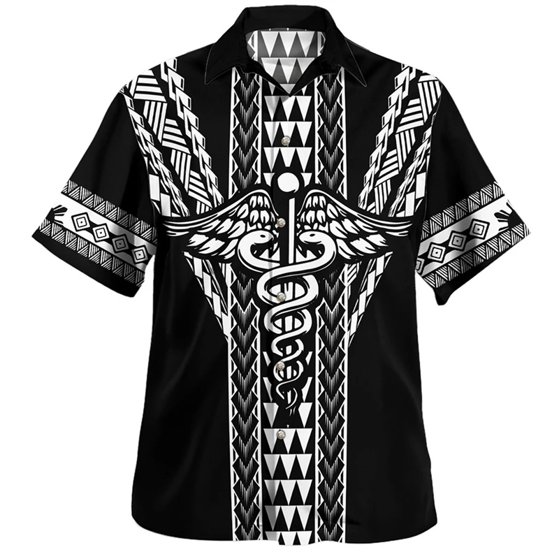 Polynesia Culture Island Country Pohnpei Tribal Colorful Turtle Tattoo Retro 3D Print Summer Harajuku Short Sleeves Mens Shirts