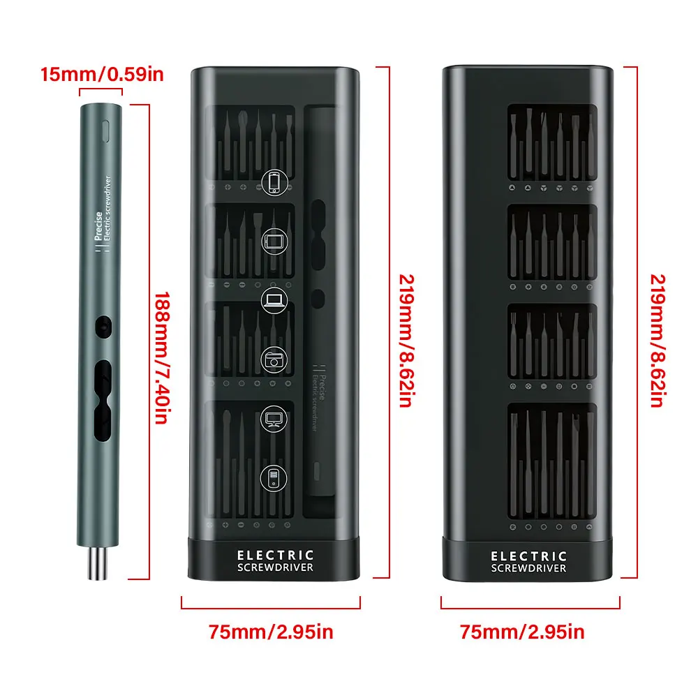 51-in-1電動精密ドライバーセット、充電式ワイヤレスコードレス磁気ビット付き修理工具キット、家庭用