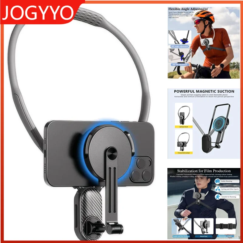 

Strong Magnetic Neck Mount Silicone Quick Release Holder For iPhone 16 17 15 14 13 Pro Max Sumsung Xiaomi Video Recording Stand