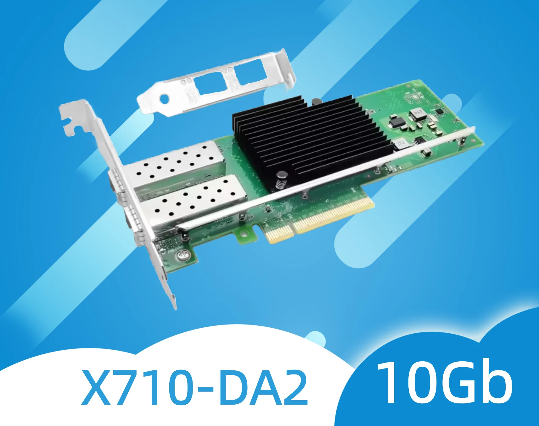 بطاقة شبكة PCI-E جديدة 10 جيجا بايت Intel X710DA2BLK Dual SFP + Port Ethernet Lan محول خادم X710-DA2 PCIE x8,x16 لنظام التشغيل Windows/VMware
