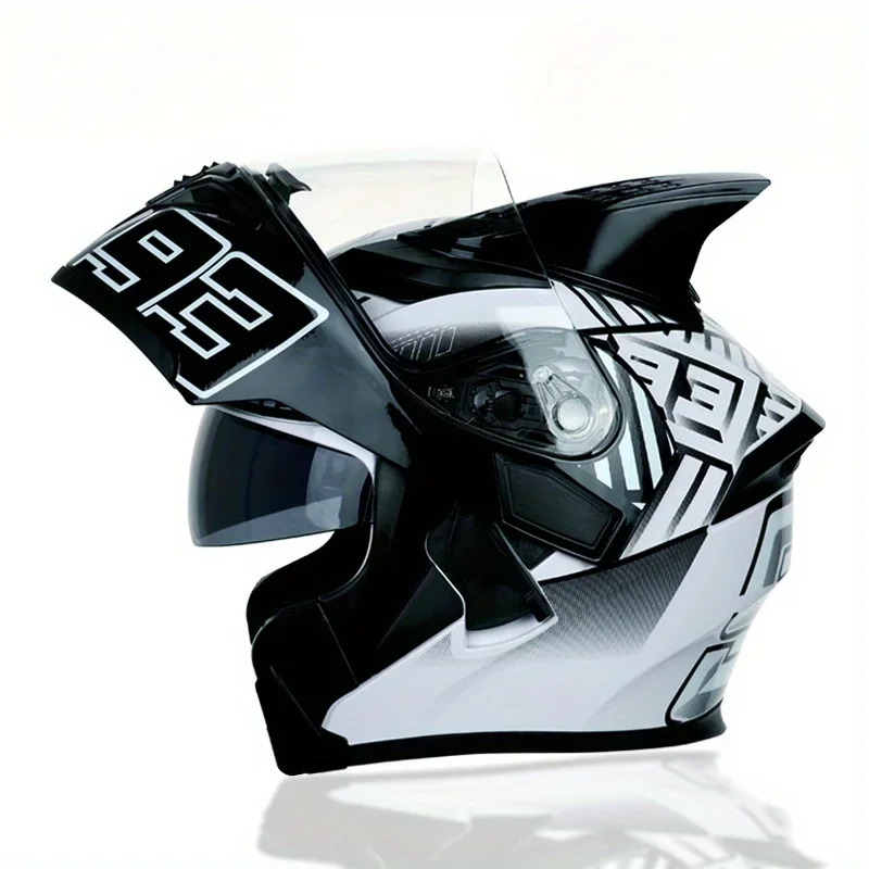 خوذة دراجة نارية مع قرون، خوذة وجه مكشوفة كاملة التغطية، خوذة أمان للمركبات الكهربائية الشتوية، النمل الأبيض #2