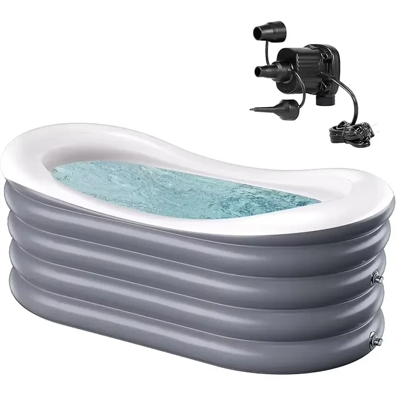 Inflatable PVC Portable Bathtub Collapsible Cold Plug-in Tub with Electric Pump for Adults and Children
