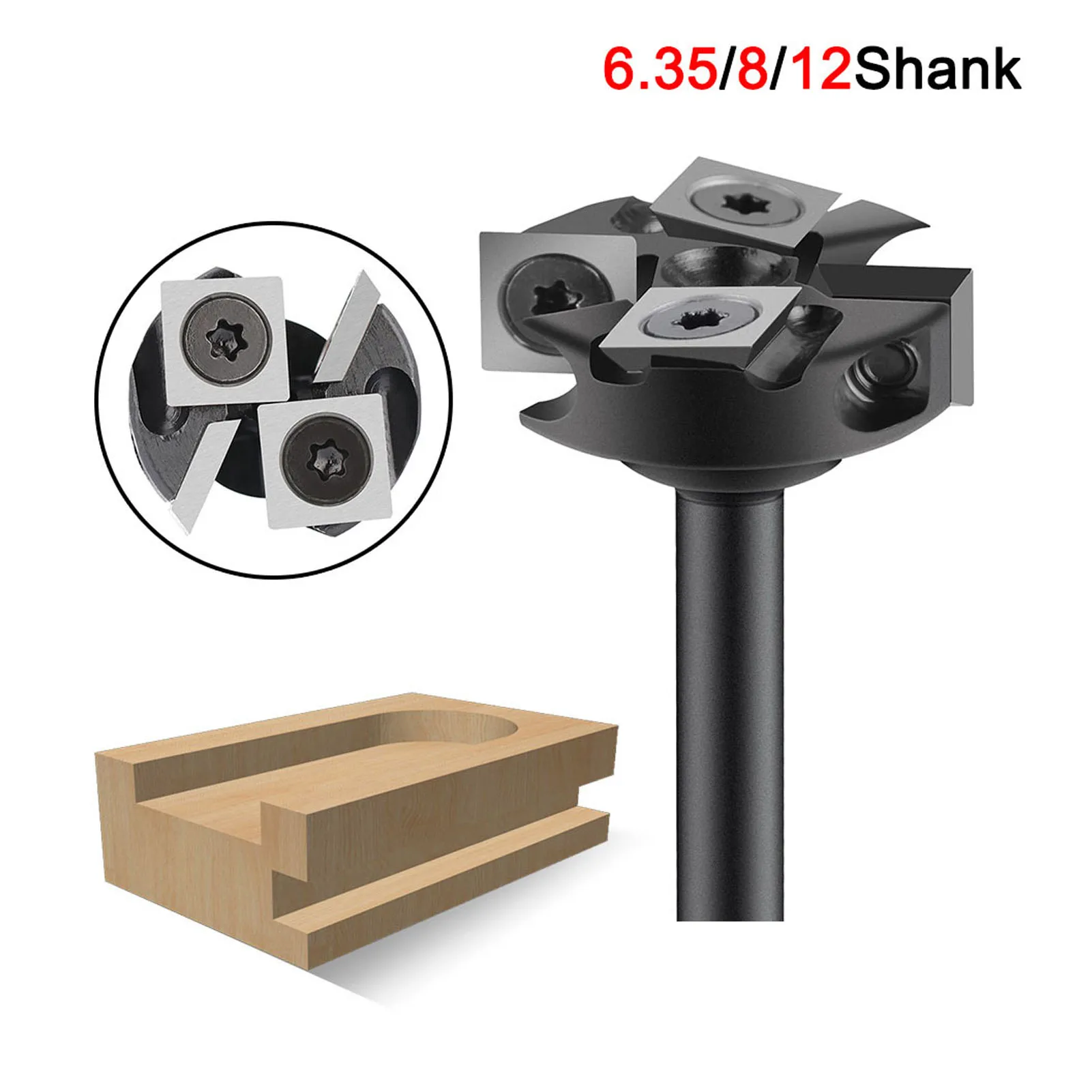 

Spoilboard Surfacing Router Bit 12mm Shank 1 to 3/4in Cut Diameter 4 Flute Indexable Blade Insert Planing Bit