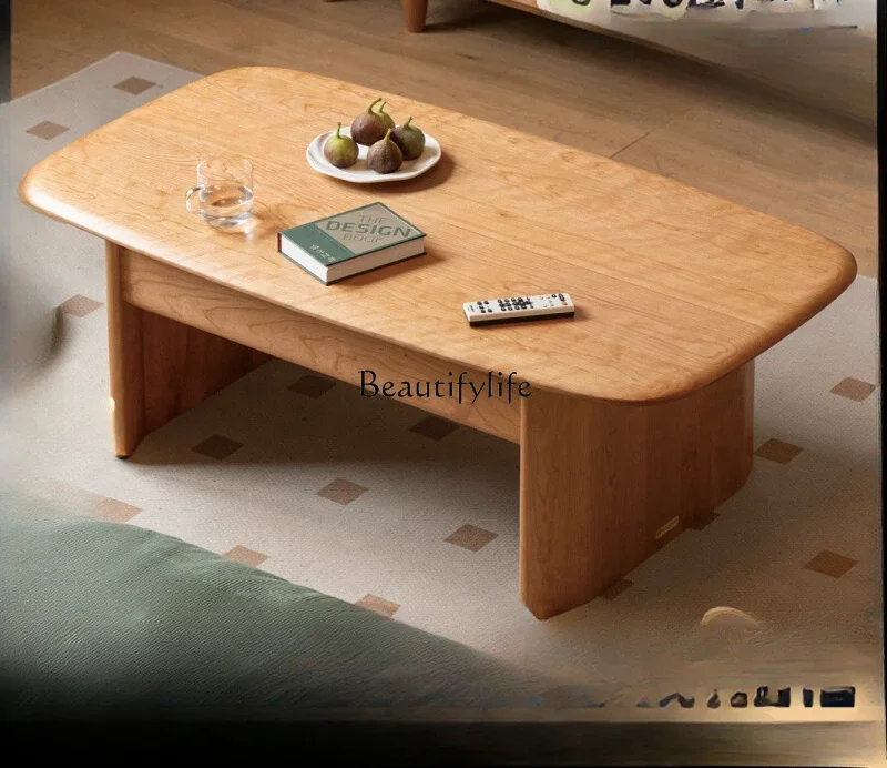 

Solid wood coffee table Modern simple living room Cherry wood tea table Small apartment household storage