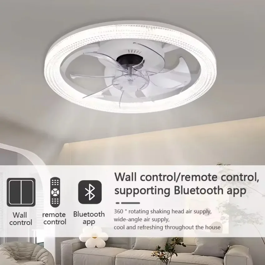 Modern LED Ceiling Fan Light New Type of Simple Remote Control Fan Light with Intelligent APP Control for Dimmable Home Lighting