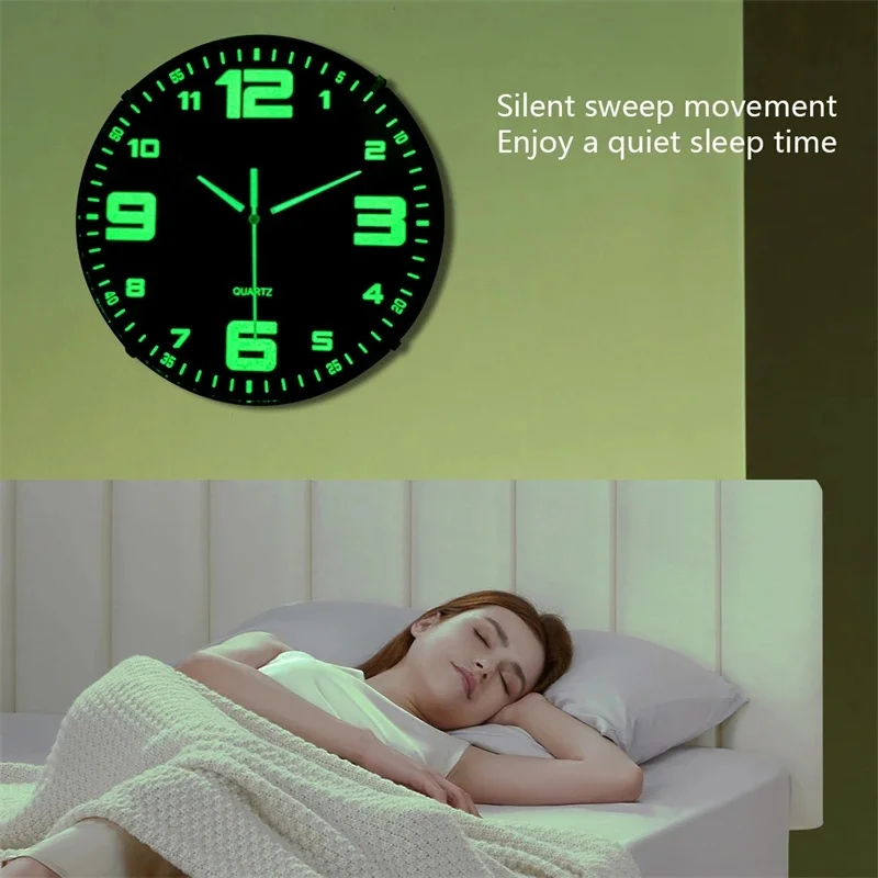 Luminous Silent Wall Clock Round Non Ticking Glow In The Dark Large Numerals Quartz Clock Bedroom Living Room Home Decor Gift