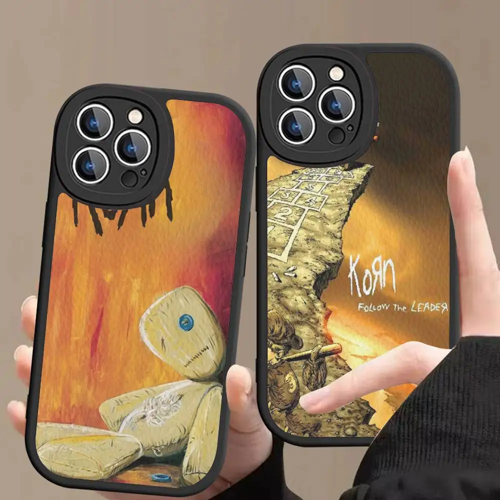 

Classic Metal Band K-Korn Leather Phone Case For IPhone 16 15 14 13 12 11 Pro Max Plus Shockproof Cover