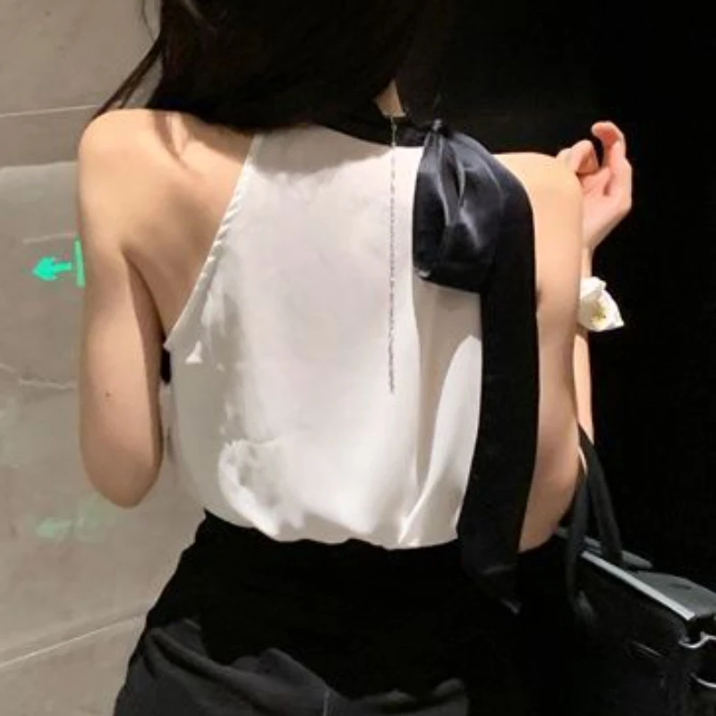 Ruffles Blouses Women Sleeveless Elegant Panelled Summer Vacation Halter Mujer Minority Off Shoulder Casual Aesthetic Sexy Daily