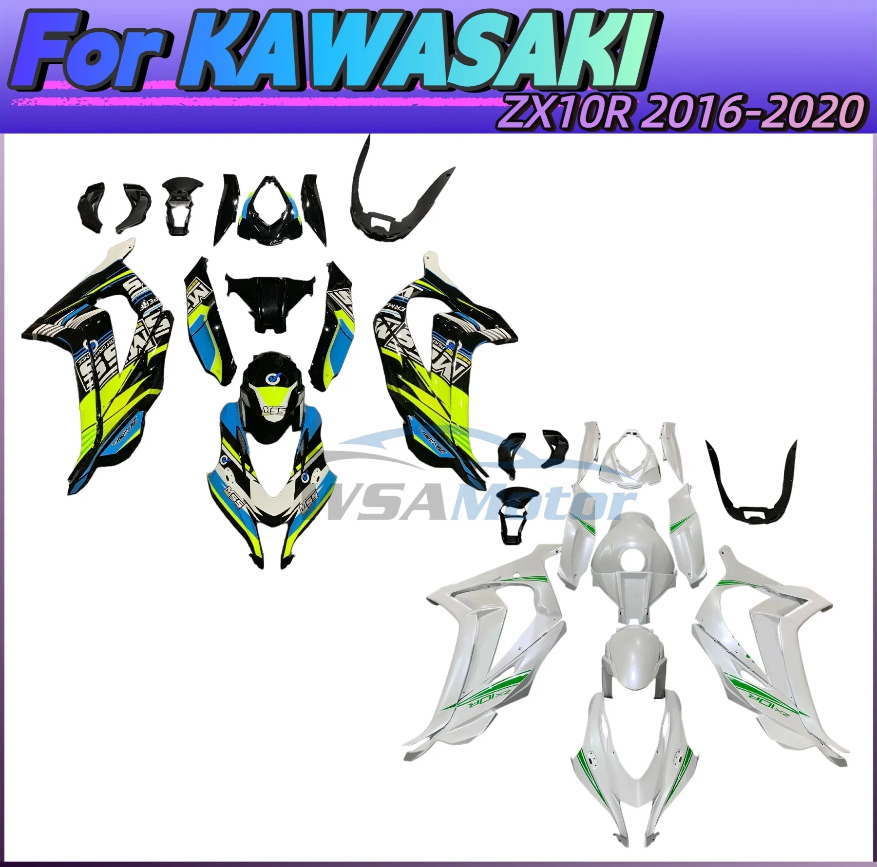 

For Kawasaki Ninja ZX10R 2016 2017 2018 2019 2020 ZX10R ZX-10R 2016-2020 For Motorcycle Fairing Kits ABS Molds Injection Body