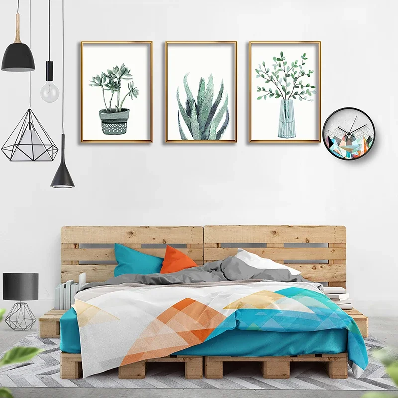 Modern Painting Set for Home Decoration, Green Plant, Leaf, Flower, Draw, Wall Art, Poster, 30x40cm, 21x30cm