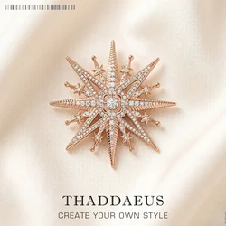 Rose Gold Plated Brooch Star Brand New Fine Jewelry Romantic Gift For Women in Pure 925 Sterling Silver