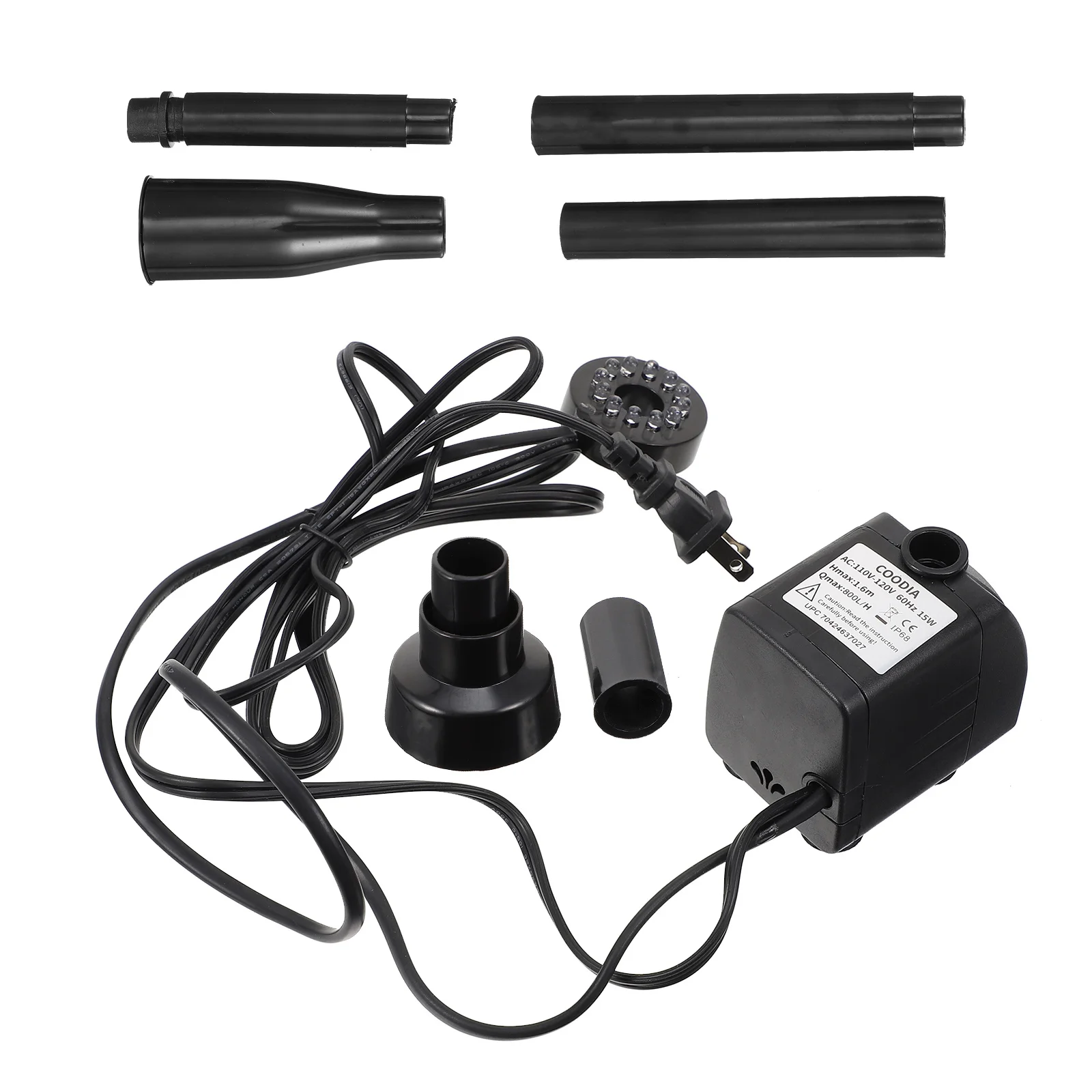 1 قطعة أضواء ملونة مضخة مياه غاطسة سوداء لخزان الأسماك حديقة بركة الطيور حمام نافورة Led #2