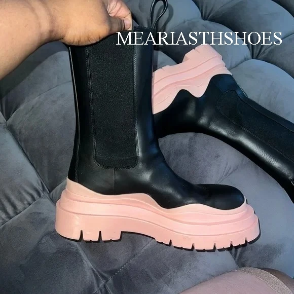 

Ankle Boots for Woman 2026 New Women platform Chelsea Boots Fashion Genuine Leather pink white Casual Motorcycle Luxury Shoes