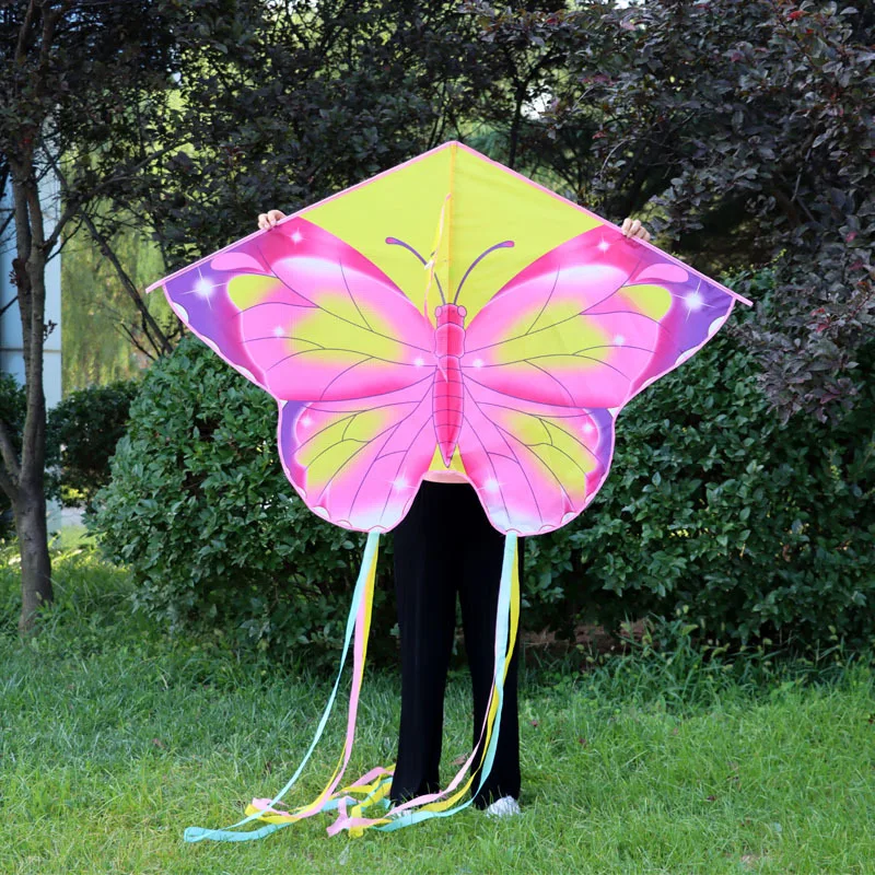 

Kite Spring Summer Autumn Grassland Kite Breeze to Fly Children Adult Large Butterfly Tail Kites Gingham Outdoor Fun Sports Toys