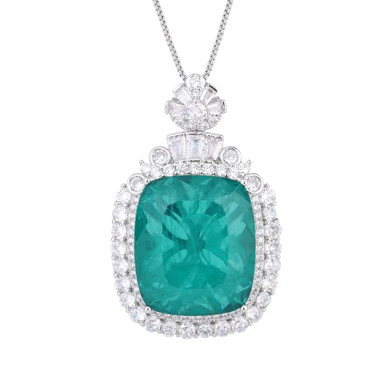 Jewelry Gold Plated Emerald Violet Square 20*23 Pendant Necklace Jewelry