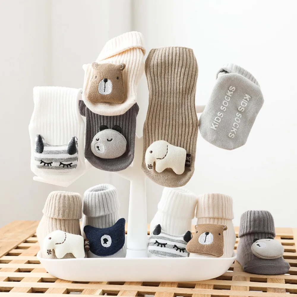 Newborn 3D Cartoon Doll Baby Socks Non Slip Cotton Floor Socks Soft Elastic Toddler Boys Girls Spring Autumn Indoor Accessories