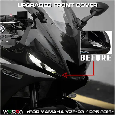 Yamaha YZF R3 R25 2019-2024 헤드 라이트 카울 마스크 커버 코 업그레이드 R1 R6 스타일 작은 눈용 앞 코 어퍼 카울 페어링