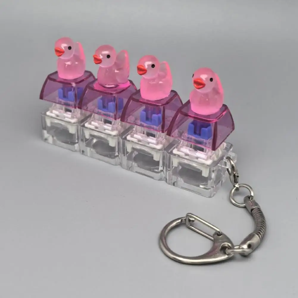 4-key Keyboard Toy 4-key Duck Keyboard Fidget Toy with Led Light-up Buttons Mechanical Finger Clicker Keychain for Stress Relief