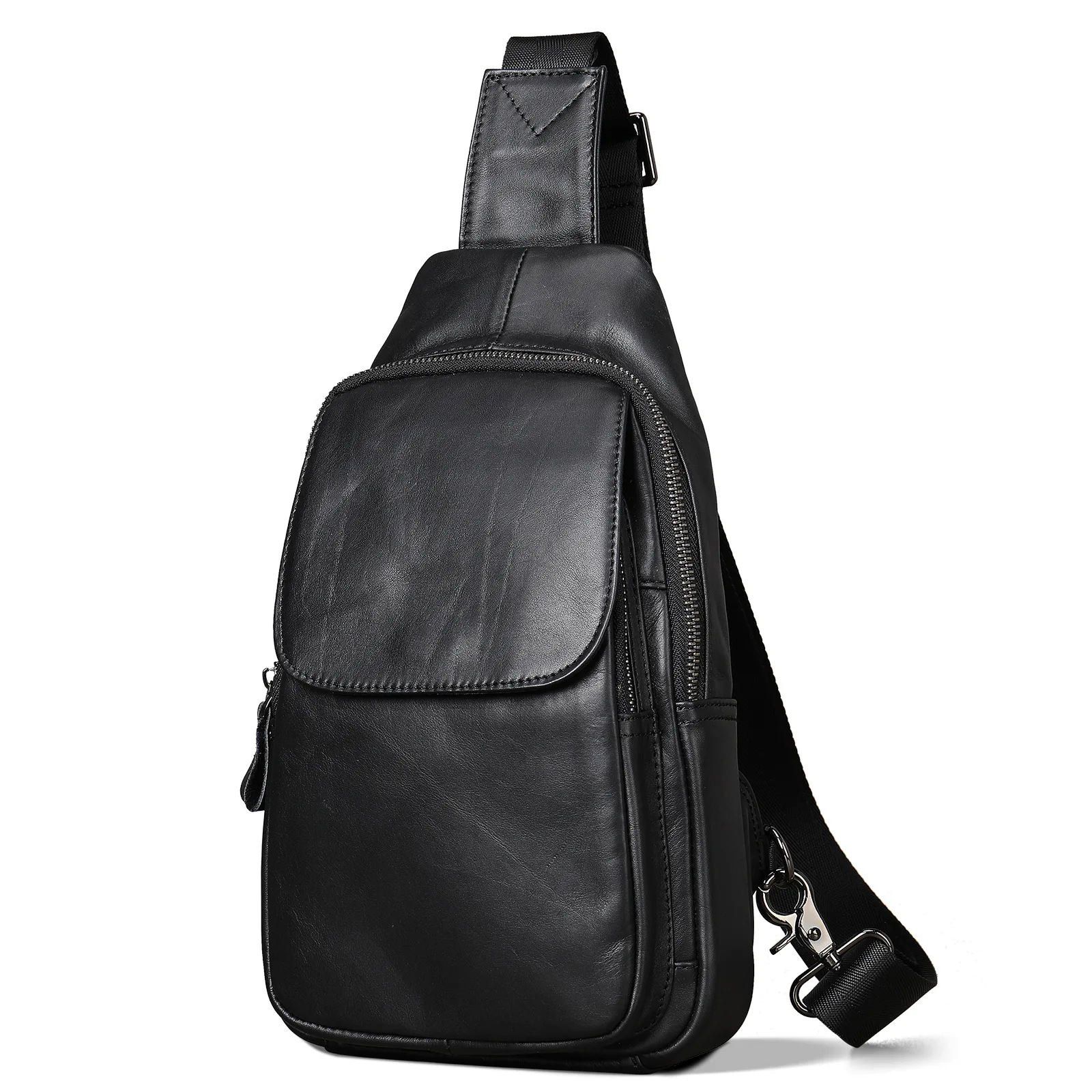 Men's genuine leather chest bag high quality crossbody bag outdoor travel casual soft cowhide chest bag for men gift