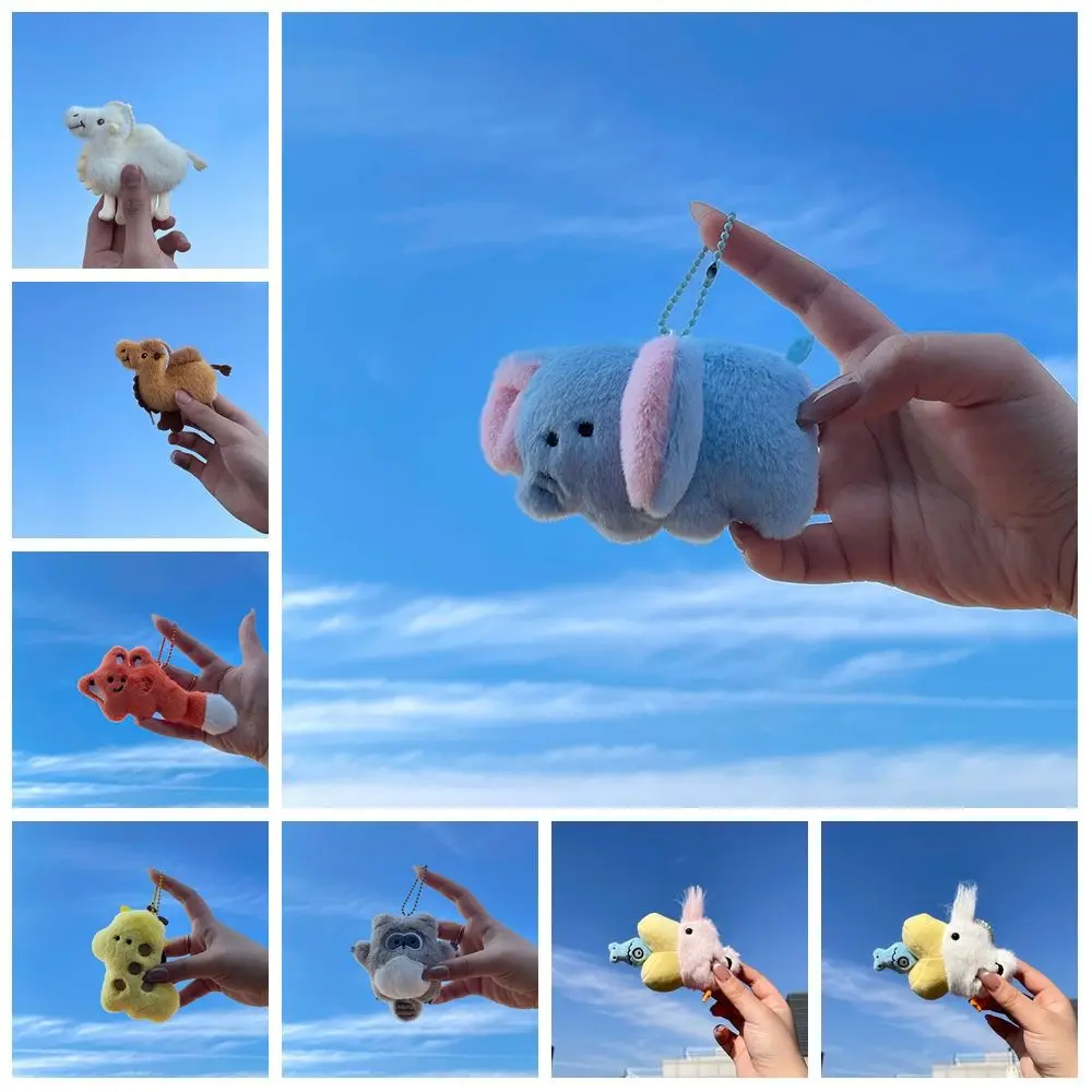 Cartoon Beanie Eyes Animal Pendant Elephant Soft Plush Doll Key Chain Plush Stuffed Backpack Decoration Cartoon Bag Charms