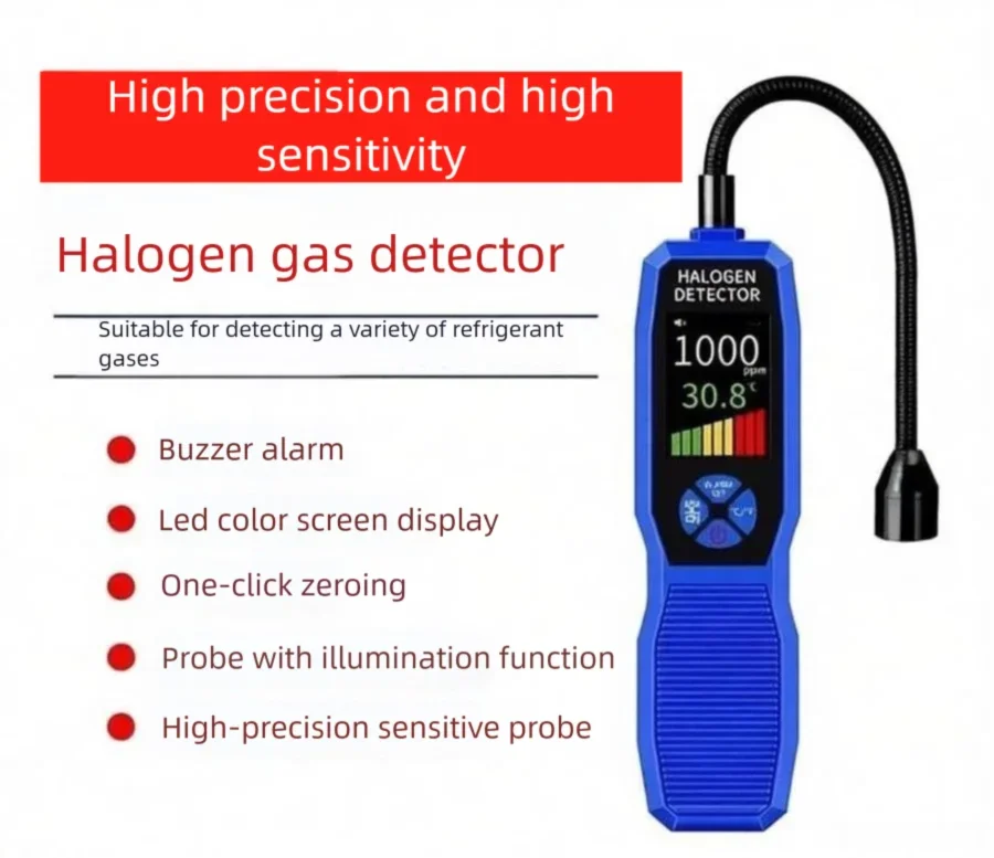 

High Sensitivity Digital Halogen Detector HVAC Refrigerant Leak Detector for Aircon Freon & Combustible Gas