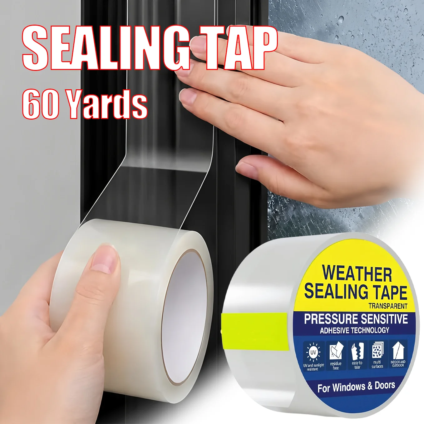 Transparent Window Sealing Tape Clear Window Weather Sealing Tape Window Draft Isolation Glass Film No Residue Insulation Strip