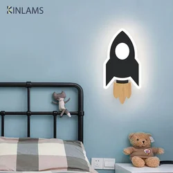 Modern Cartoon Rocket LED Lâmpada de parede, Decoração de quarto infantil, cabeceira Criativa, bonito lua e estrela, Iluminação Lustre, Quarto infantil