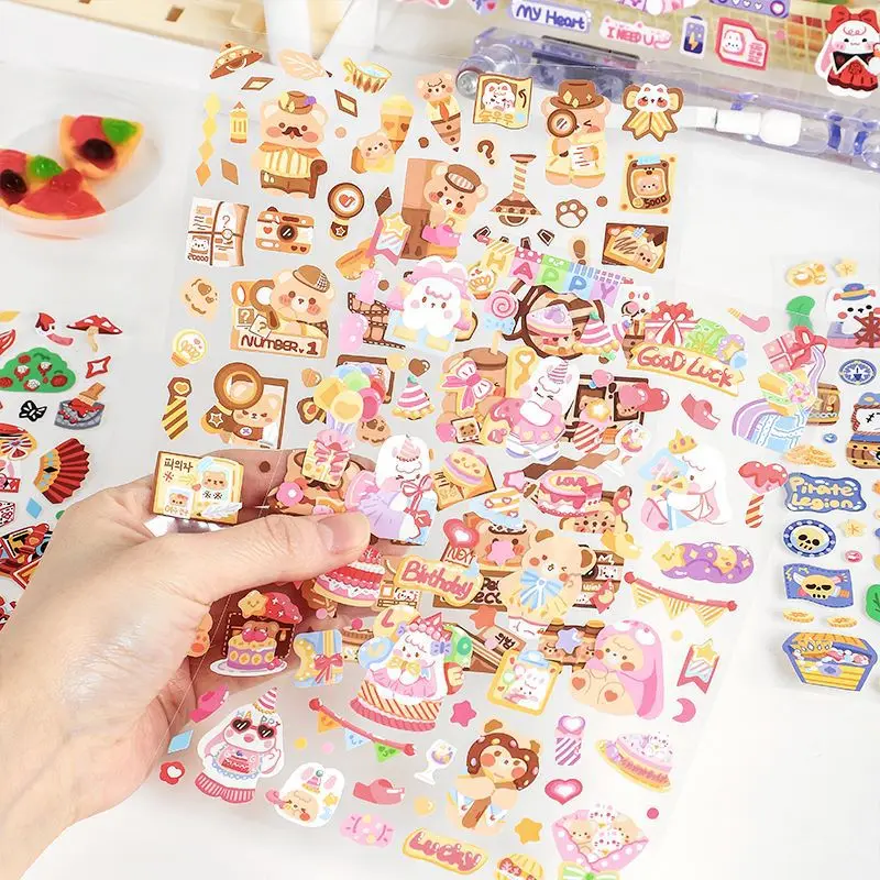 MOHAMM 1 Sheet Hand Account Collage Material Decoration Cartoon Rabbit Cosplay Stickers Cute
