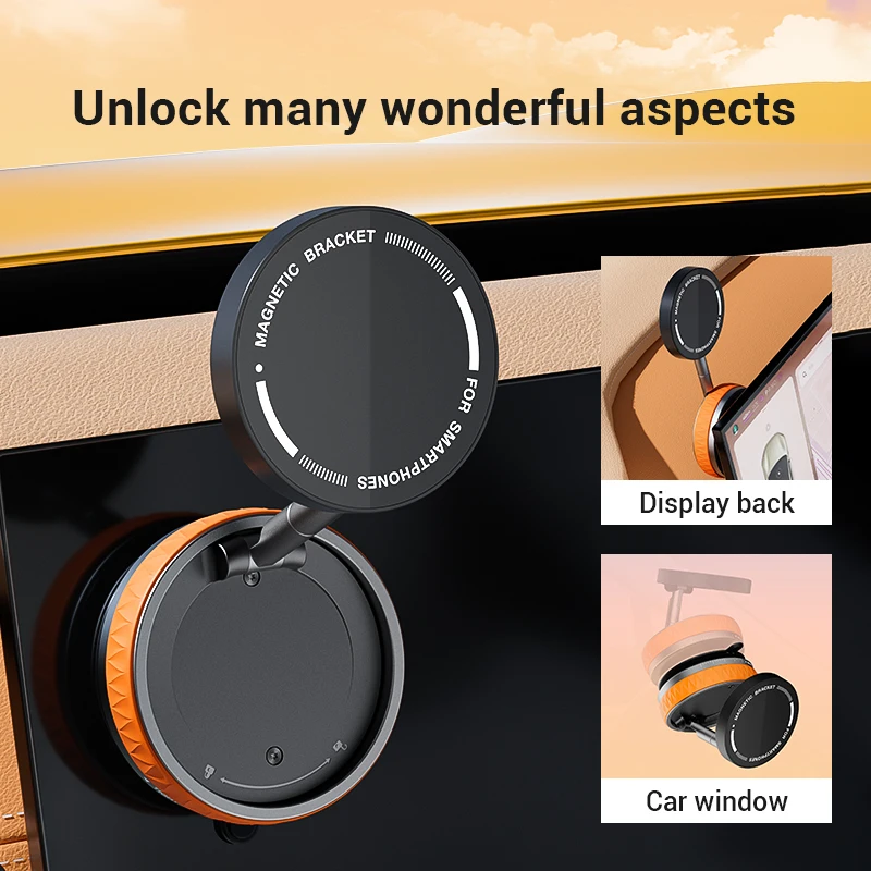 

Vacuum Suction Plate Magnetic Car Phone Holder Black Technology Three-Axis Folding Rotation Desktop Electric Car Phone Bracket