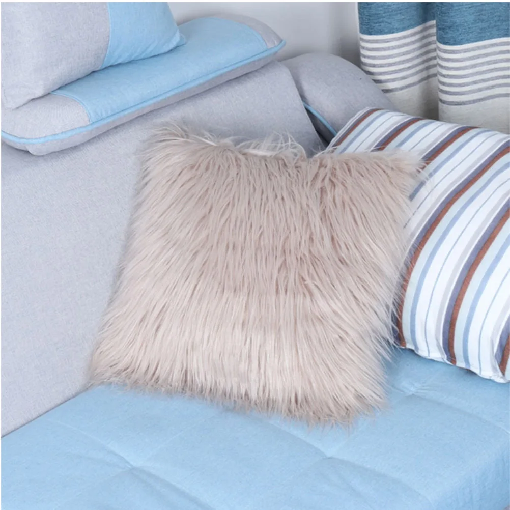 

1Pcs Wool Cushion Cover 45x45cm Soft Warm Throw Pillowcase Decorative Pillow Cover Beige Home Decoration Pillowcase