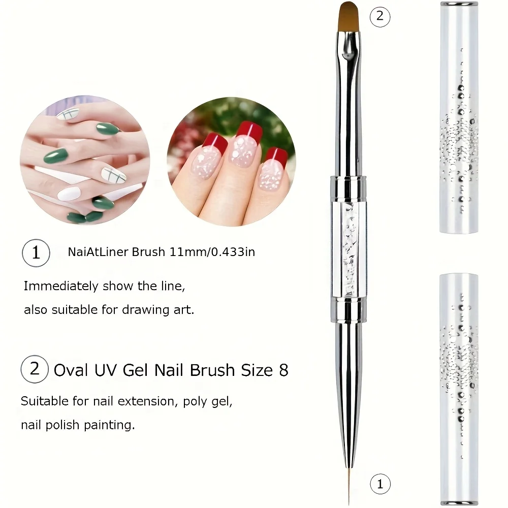 1 Stück doppelseitiger Nagelkunstpinsel, geruchloses Gel- und Nageldesign-Werkzeug, 2-in-1-Polymer-Gelpinsel und -Applikator für schnelle Nagelverlängerung – Detail 4