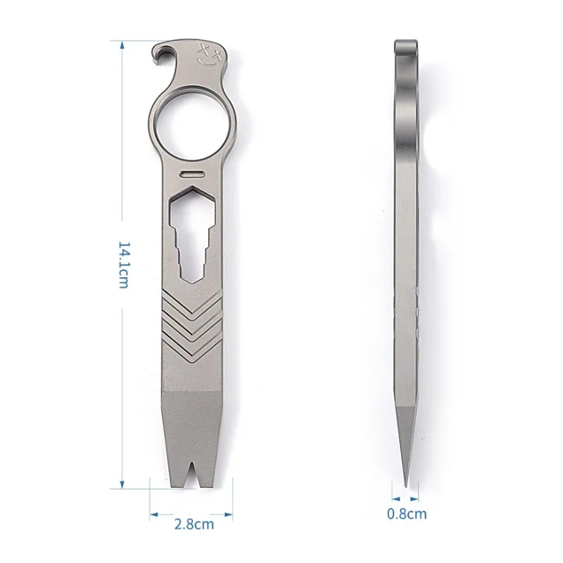 Imagem -06 - Mini Titanium Alloy Multi-function Crowbar Extrator de Unhas Portátil Chave Camping Equipment Outdoor Bottle Opener Edc Survival Tool