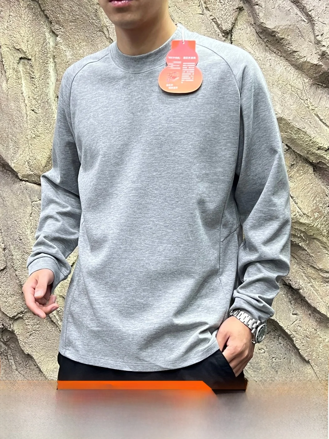 High-End Modal Cotton Long Sleeve T-Shirt round Neck Men's 3D Tailoring Elastic Fit Heat Generating Ideal for Autumn