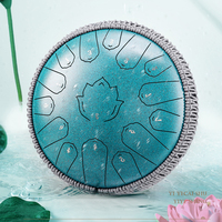 Hluru 15 Notes 13 Inch Steel Tongue Drum Tank Drum Key C Glucophone Handpan Meditation Yoga