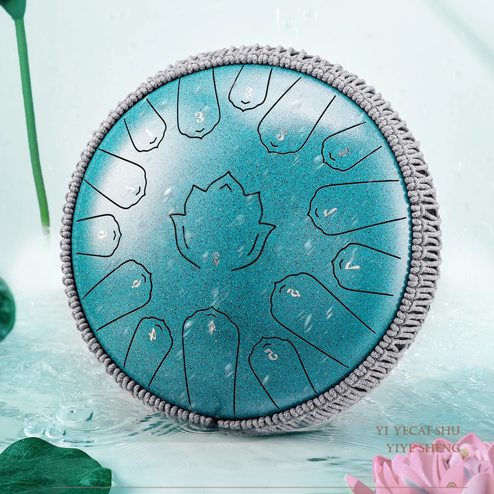 Hluru 15 Notes 13 Inch Steel Tongue Drum Tank Drum Key C Glucophone Handpan Meditation Yoga
