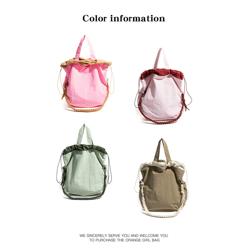 KOKOPEAS Plaited Handle Women\'s Nylon Tote Bag Summer Travel Beach Handbag  Foldable Drawstring Crossbody Compact Grocery Purse