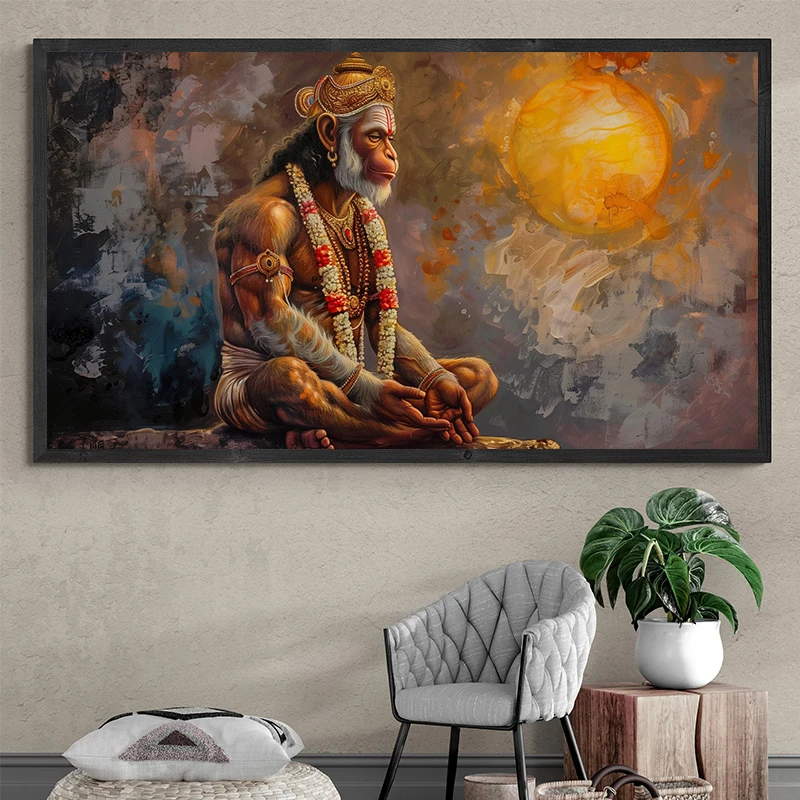 Abstract Religion Hanuman Hindu Monkey God Meditation Yoga Poster Canvas Painting Wall Art Pictures Living Room Home Decor