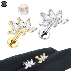 1Pc G23 Titanium Marquise Crystal Labret Ear Stud CZ Paved Cartilage Tragus PIERC Earrings Lip Ring Stud Helix Piercing Jewelry